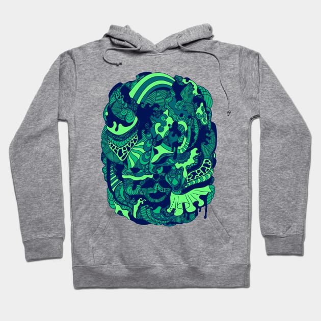 Ngreen Abstract Wave of Thoughts No 2 Hoodie by kenallouis